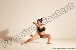 Underwear Martial art Woman White Moving poses Average long colored Dynamic poses Academic